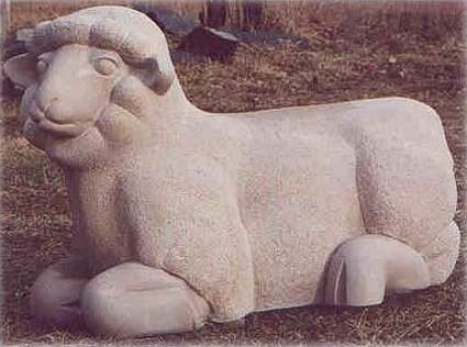 Ewe Sculpture by Meg White, click for larger view of Ewe (with Ram, left)